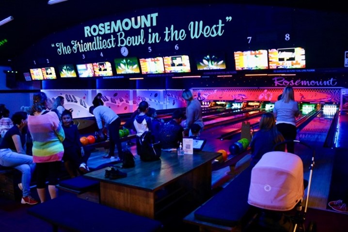 People bowling at Rosemount Super Bowl