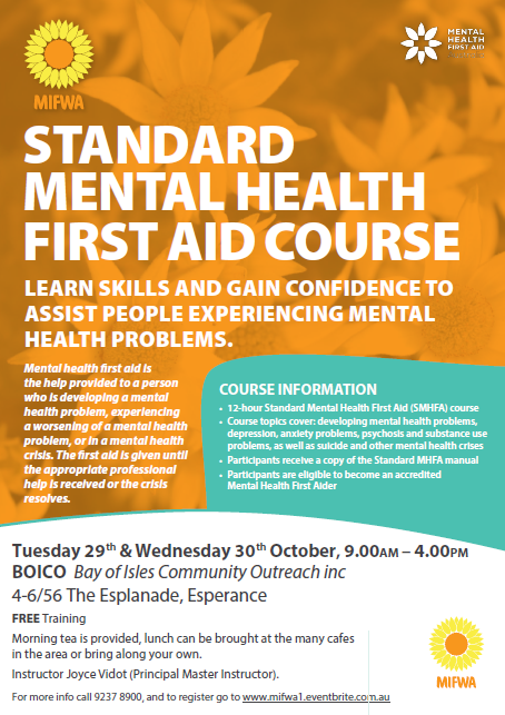 FREE Standard Mental Health First Aid – Esperance