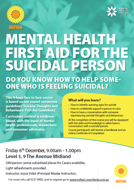 Mental Health First Aid for The Suicidal Person – Midland
