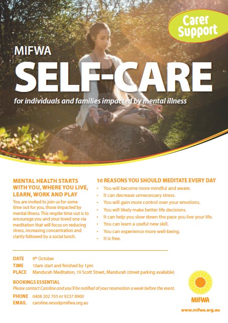 Self-Care – For individuals and families impacted by mental illness