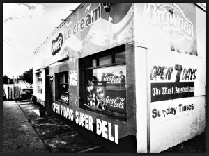 Shop front black and white street photography by Garry