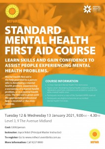 Standard Mental Health First Aid January 2021 event poster