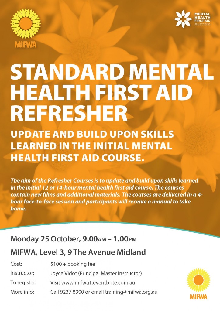 Refresher Mental Health First Aid MIFWA October 2021