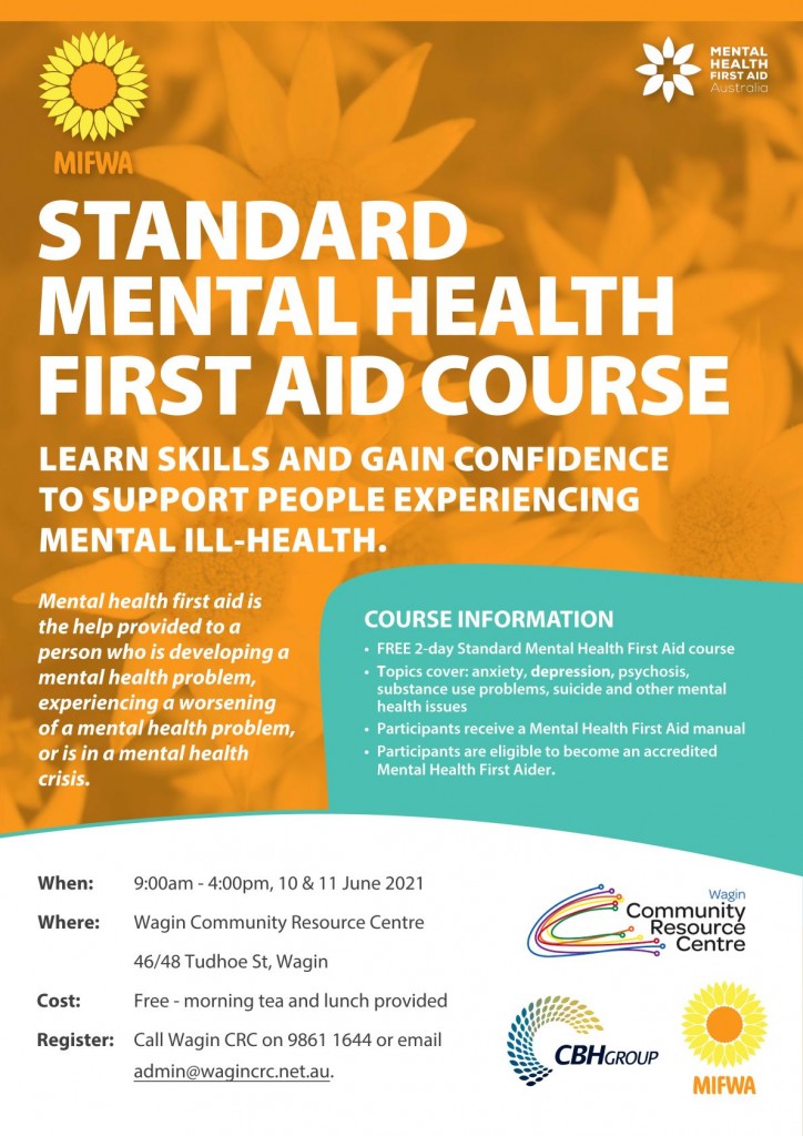 Standard Mental Health First Aid – Free – WAGIN