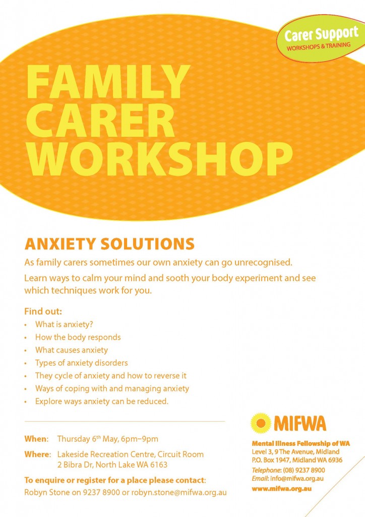 Anxiety Solutions – Family Carer Workshop North Lake