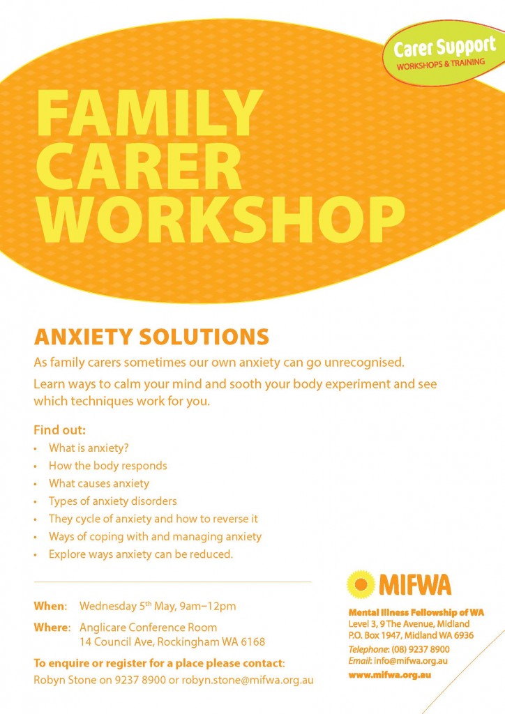 Anxiety Solutions – Family Carer Workshop Rockingham