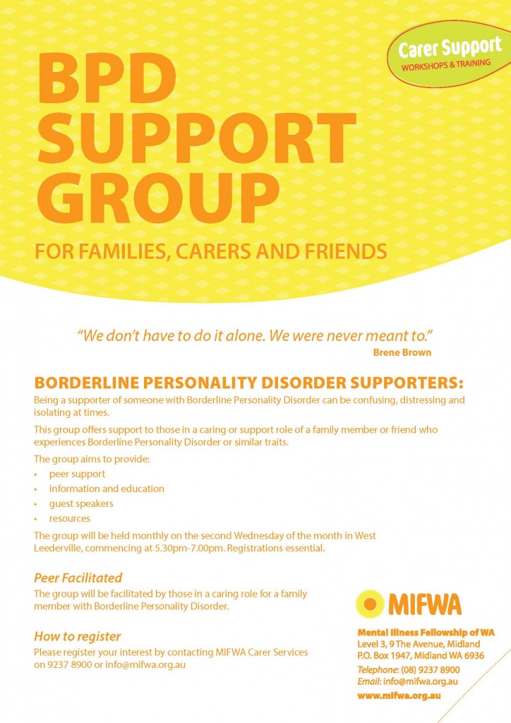 New BPD Support Group for Families, Carers & Friends