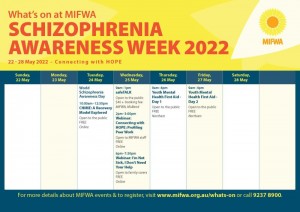 Schizophrenia Awareness Week 2022 MIFWA Calendar