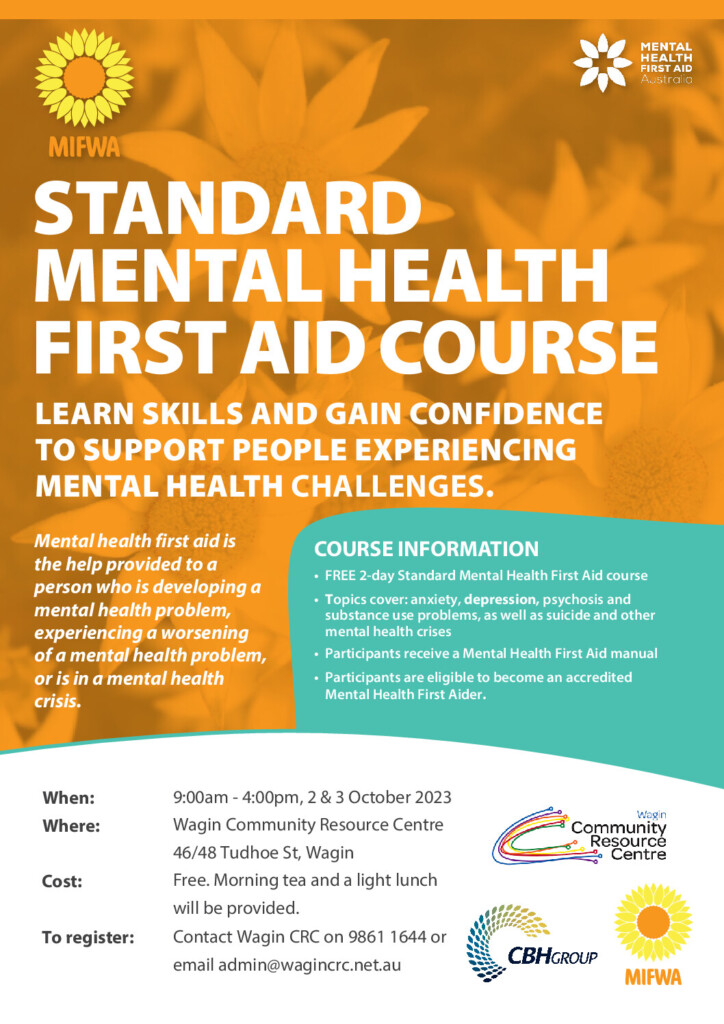 Download the flyer for Standard MHFA in Wagin 2023
