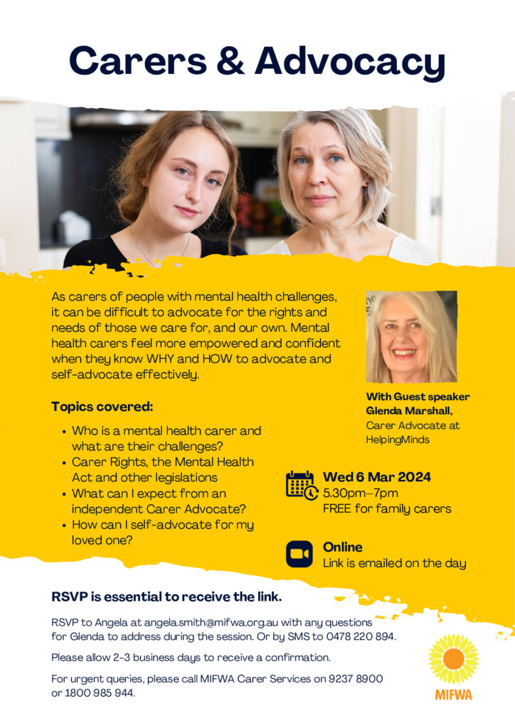 Carers and Advocacy – MIFWA March 2024 Online