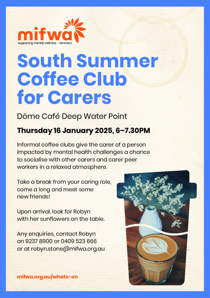 January Carers Summer Coffee Club Flyer